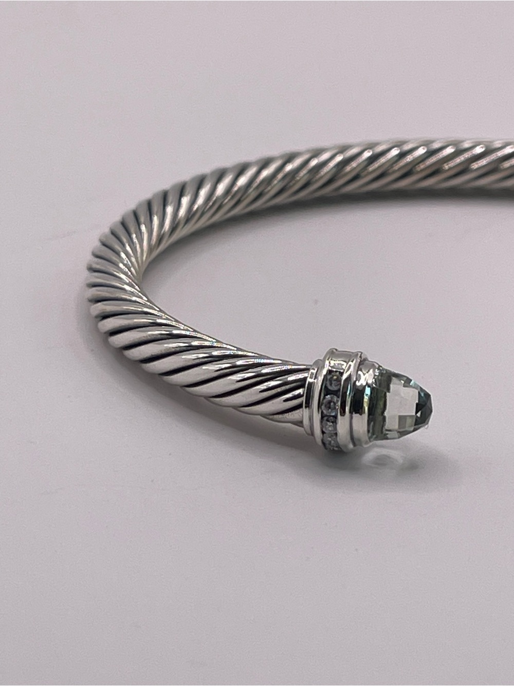 David Yurman Cable Classics 5mm Bracelet Prasiolite and Diamonds - Picture 7 of 11